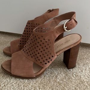 Nine West leather suede sandals in taupe color